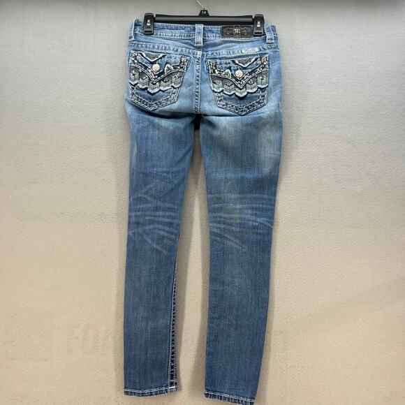 Miss Me Jeans Women's Size 26 (2) Signature Skinny Southwestern Feather Bling - Picture 11 of 16